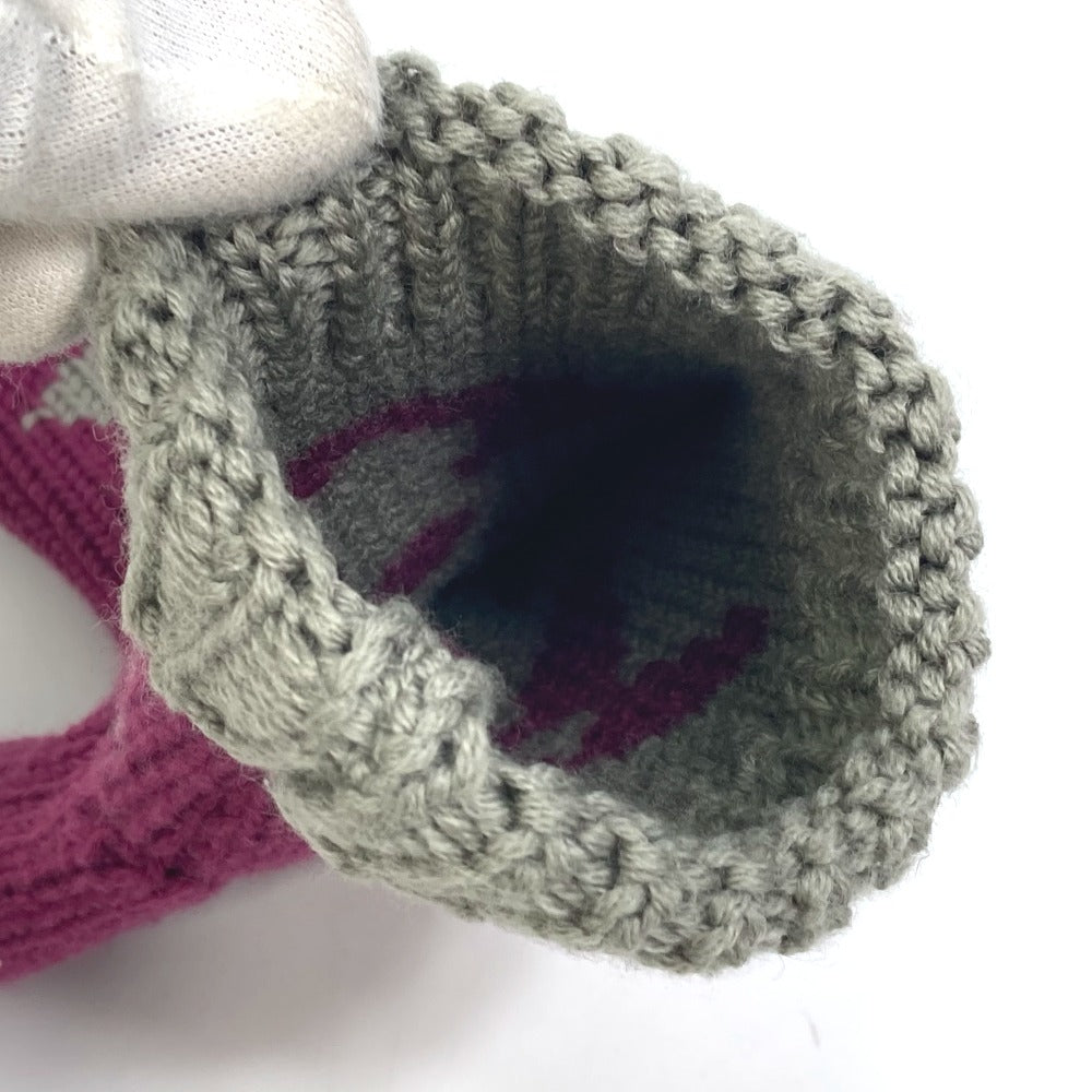 LOUIS VUITTON M72766 Monogram Knit Mittens, Mauful Grand Floor, Women's Wool Gloves, Cassis