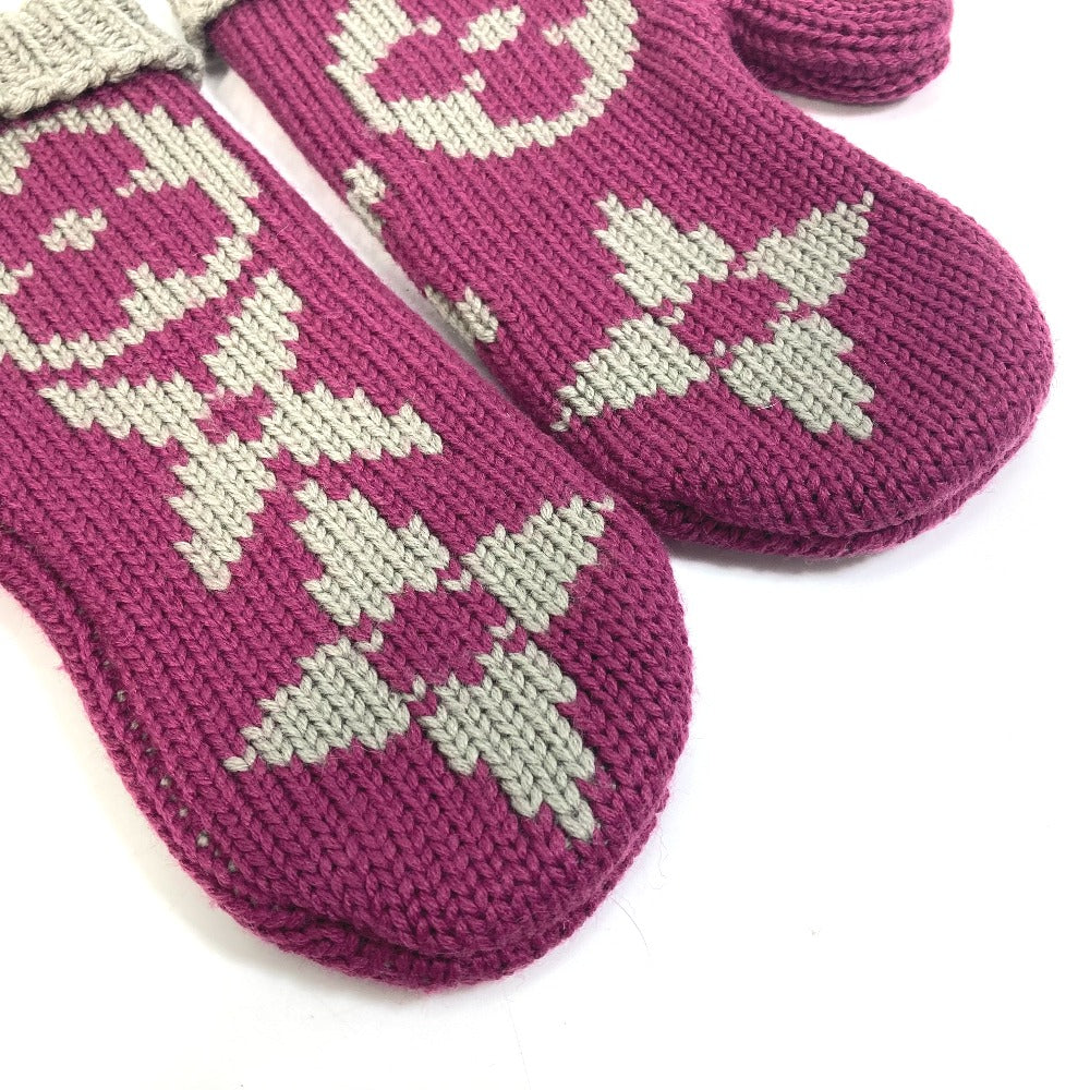LOUIS VUITTON M72766 Monogram Knit Mittens, Mauful Grand Floor, Women's Wool Gloves, Cassis
