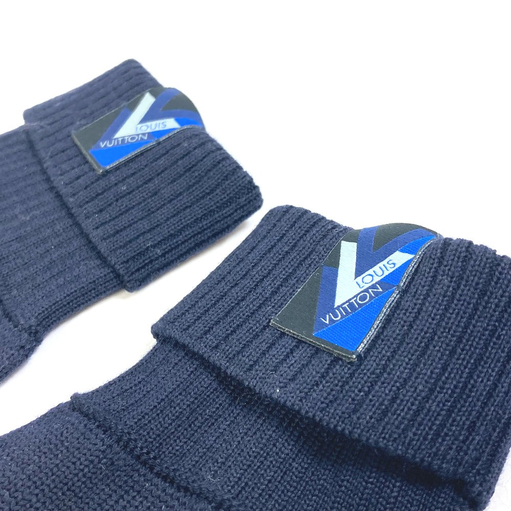 LOUIS VUITTON M70305 Gon Triple V Wool Gloves, Men's, Navy