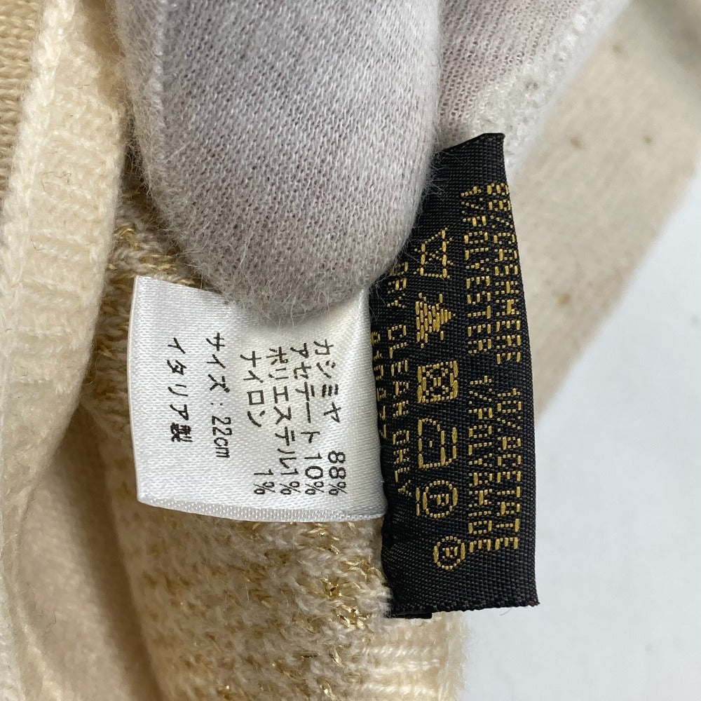 LOUIS VUITTON ロゴ ゴンポリアナ ラメ LV 手袋 ロング グローブ カシミヤ レディース アイボリー系