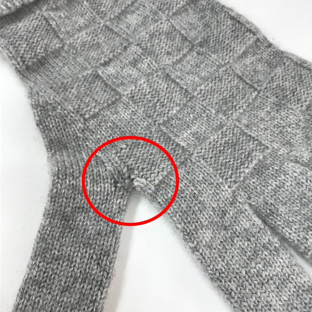 LOUIS VUITTON M72679 Damier Leather Patch Gon Helsinki Gloves, Men's Gray Cashmere Gloves
