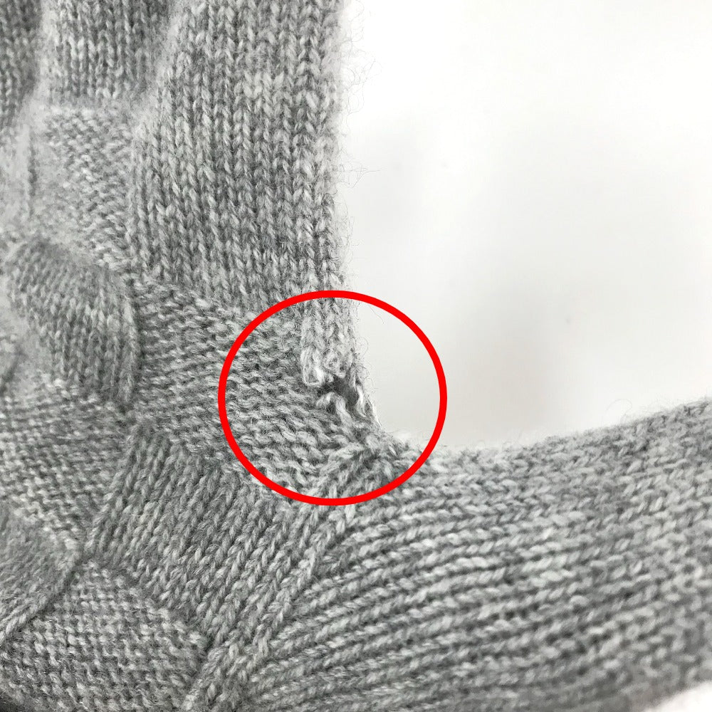 LOUIS VUITTON M72679 Damier Leather Patch Gon Helsinki Gloves, Men's Gray Cashmere Gloves