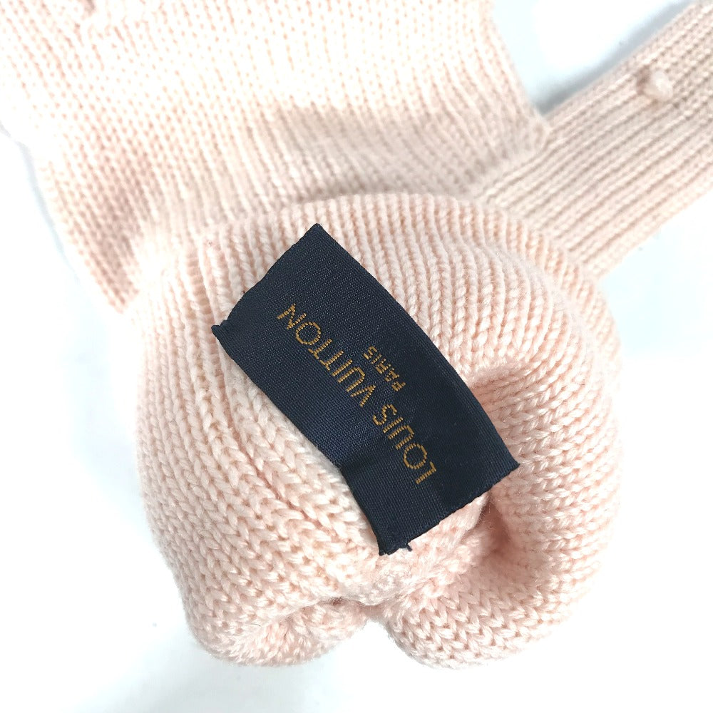 LOUIS VUITTON M70767 Two-tone Gon Morning Lamb Monogram Wool Fingerless Mittens, 2-Way, Women's, Pink