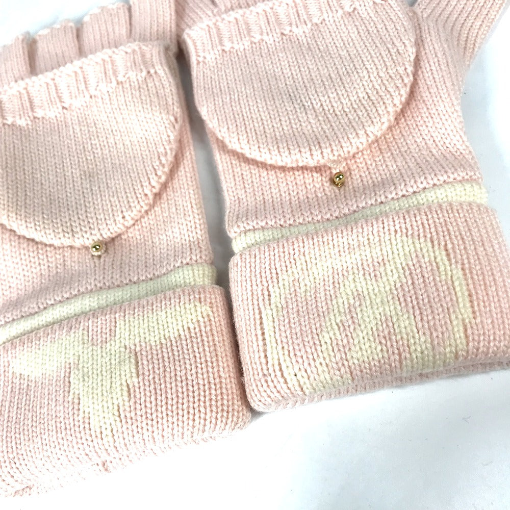 LOUIS VUITTON M70767 Two-tone Gon Morning Lamb Monogram Wool Fingerless Mittens, 2-Way, Women's, Pink