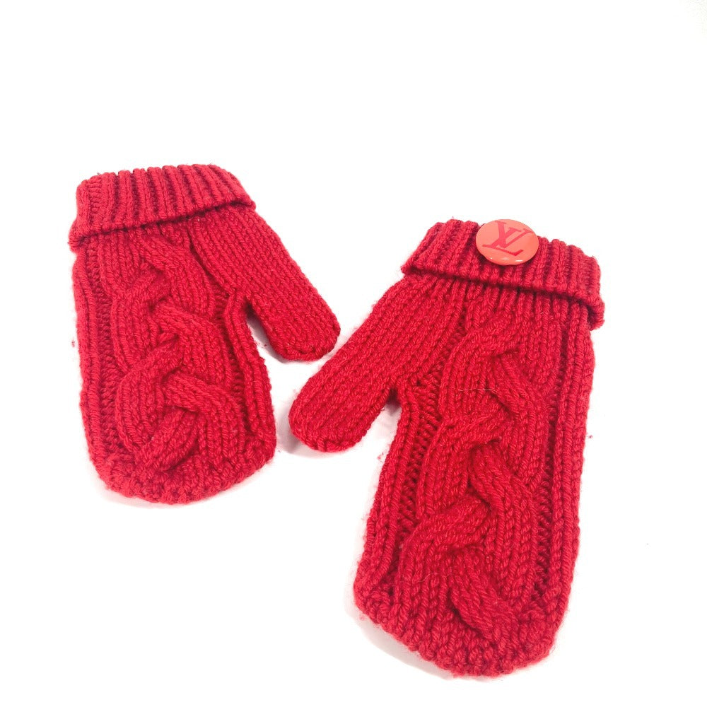 LOUIS VUITTON モーフル コンスタンス グローブ ミトン 缶バッジ付き 手袋 ウール レディース レッド - brandshop-reference