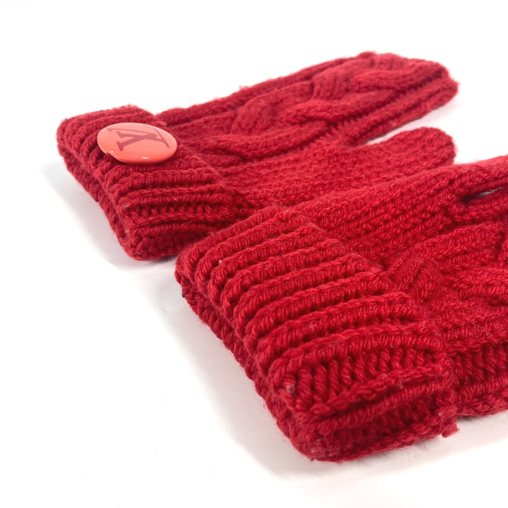 LOUIS VUITTON モーフル コンスタンス グローブ ミトン 缶バッジ付き 手袋 ウール レディース レッド - brandshop-reference