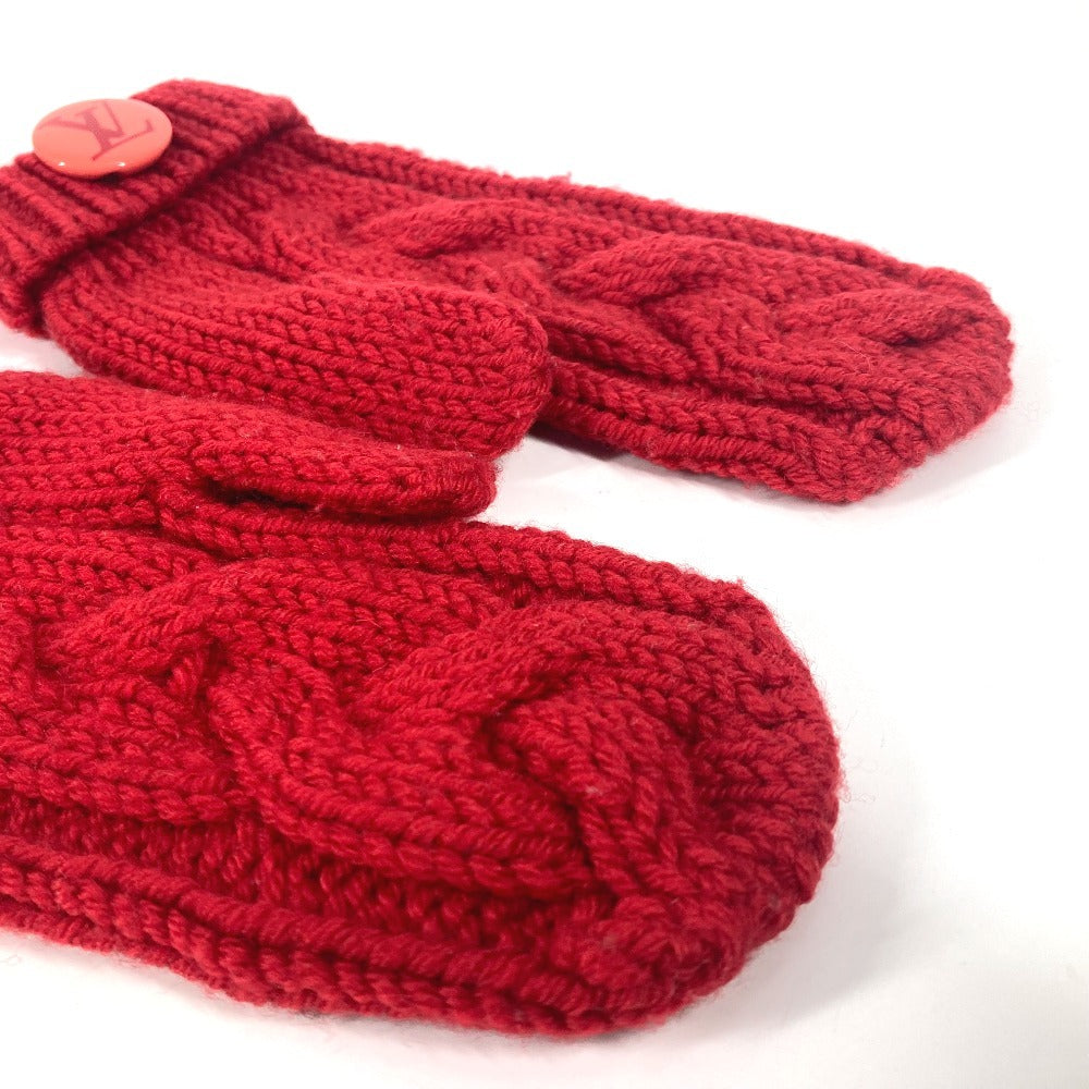 LOUIS VUITTON モーフル コンスタンス グローブ ミトン 缶バッジ付き 手袋 ウール レディース レッド - brandshop-reference