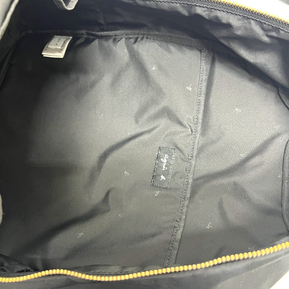 agnes b. FT03A-07 ロゴ カバン バックパック ゴールド金具 リュックサック ナイロン レディース ブラック