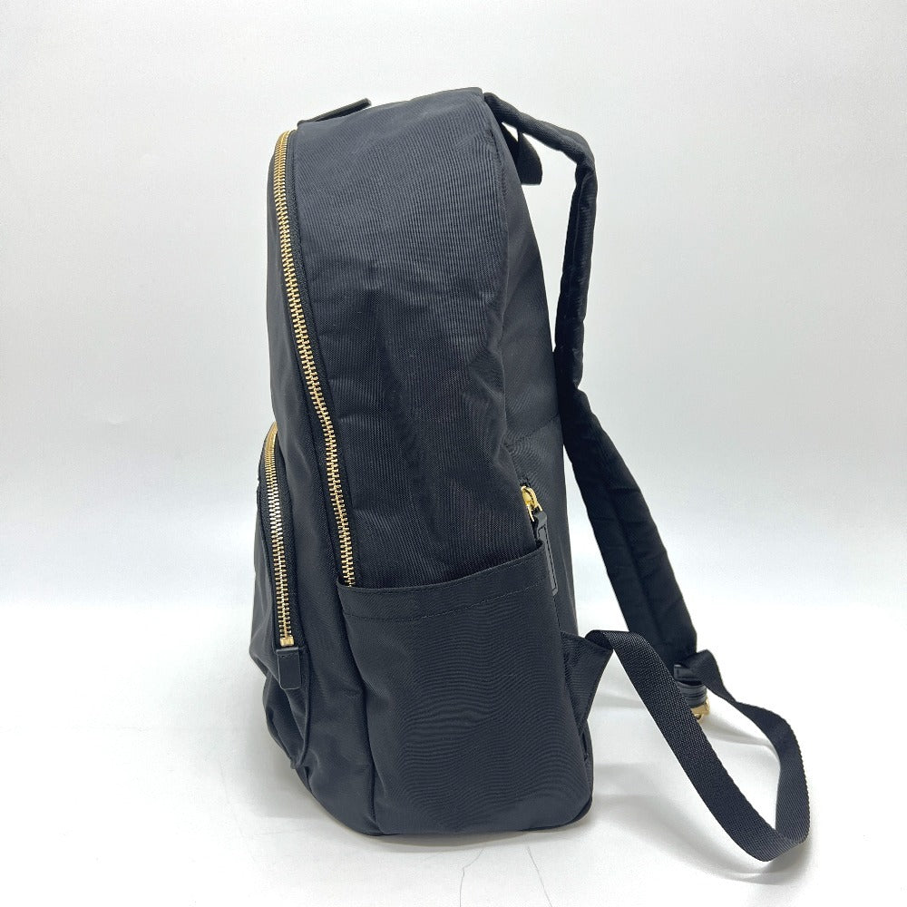 agnes b. FT03A-07 ロゴ カバン バックパック ゴールド金具 リュックサック ナイロン レディース ブラック