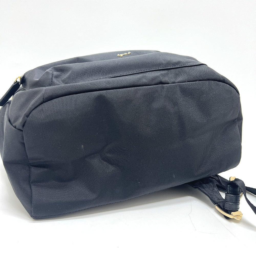 agnes b. FT03A-07 ロゴ カバン バックパック ゴールド金具 リュックサック ナイロン レディース ブラック