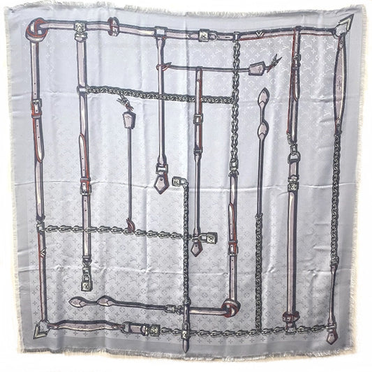 LOUIS VUITTON M70807 Monogram Confidential Accessory with Tag, Silk Stole, Women's, Blue, Light Blue