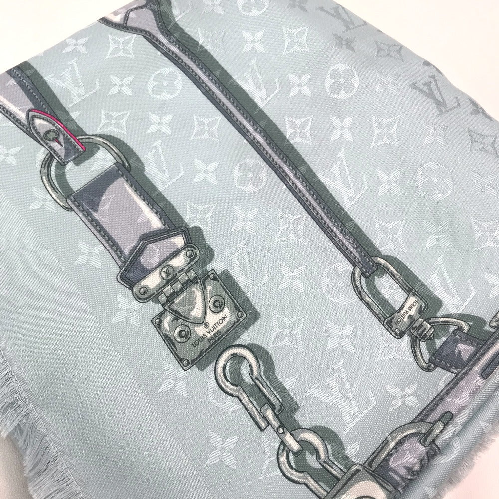 LOUIS VUITTON M70807 モノグラムコンフィデンシャル 小物 タグ有 ストール シルク レディース ブルー ライトブルー系