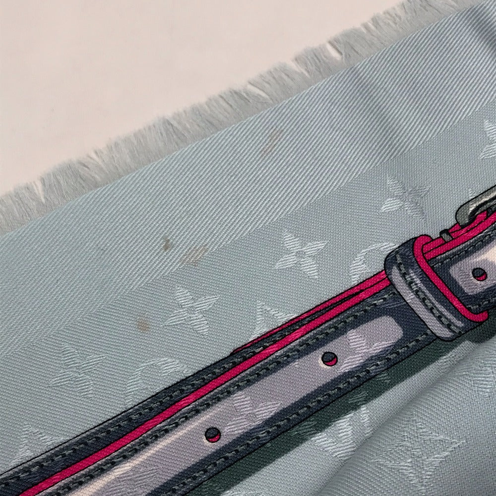 LOUIS VUITTON M70807 モノグラムコンフィデンシャル 小物 タグ有 ストール シルク レディース ブルー ライトブルー系