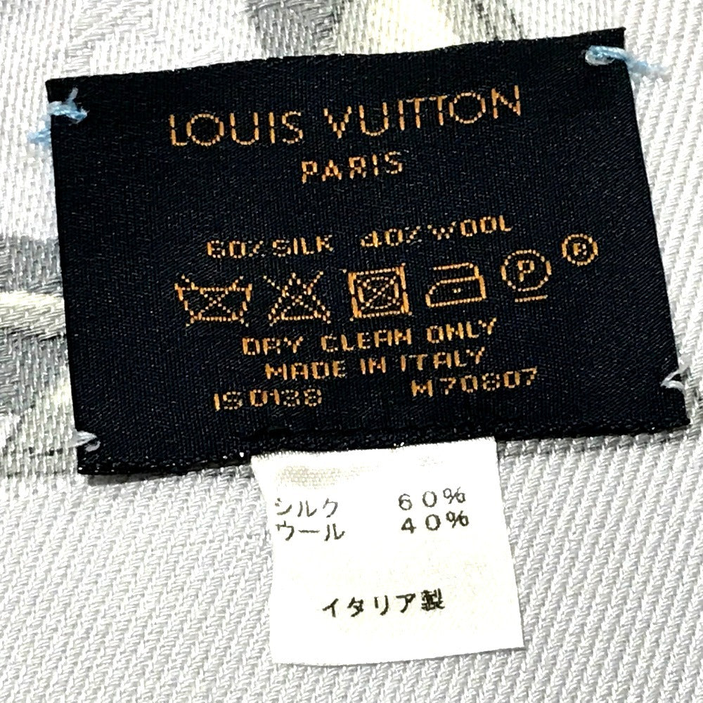 LOUIS VUITTON M70807 モノグラムコンフィデンシャル 小物 タグ有 ストール シルク レディース ブルー ライトブルー系