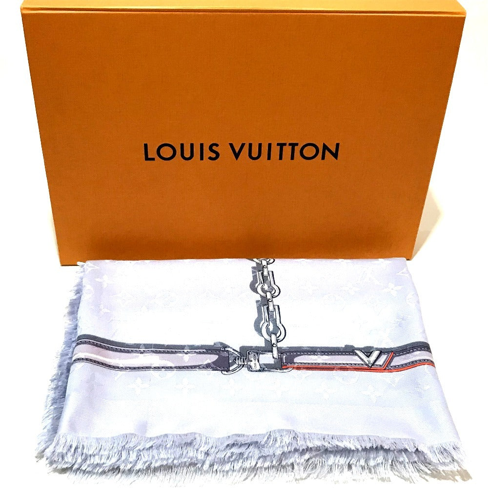 LOUIS VUITTON M70807 モノグラムコンフィデンシャル 小物 タグ有 ストール シルク レディース ブルー ライトブルー系