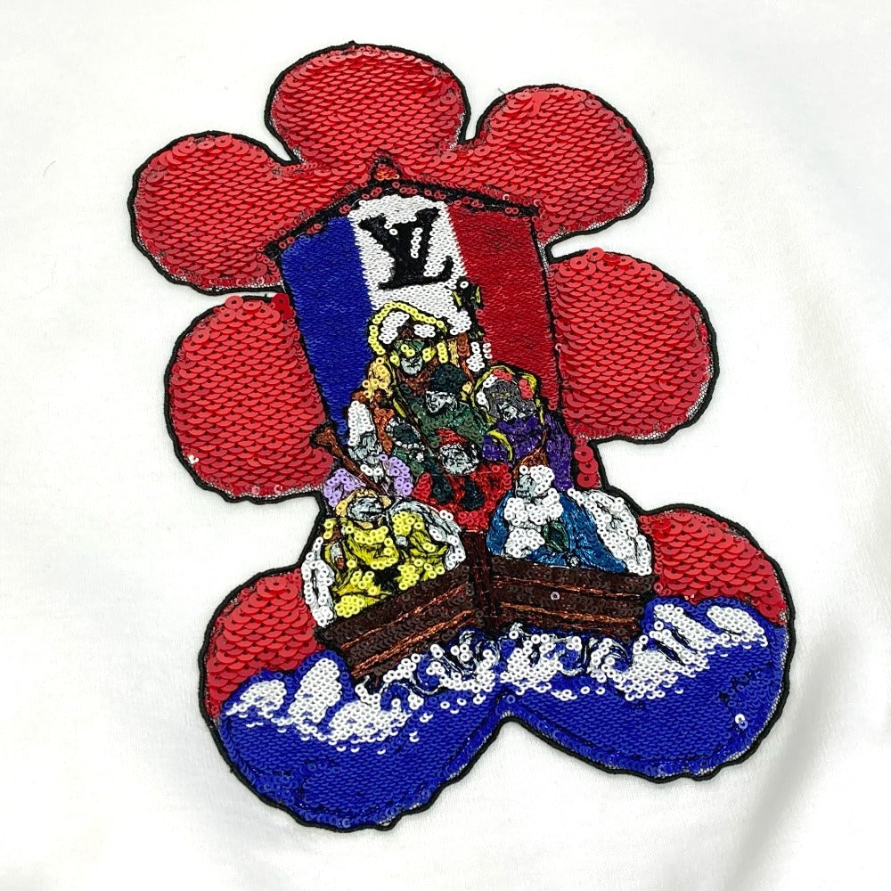 LOUIS VUITTON Sequined Jersey Pullover with Kansai Yamamoto Kabuki Design and Seven Lucky Gods Design, Cotton, White, Women's