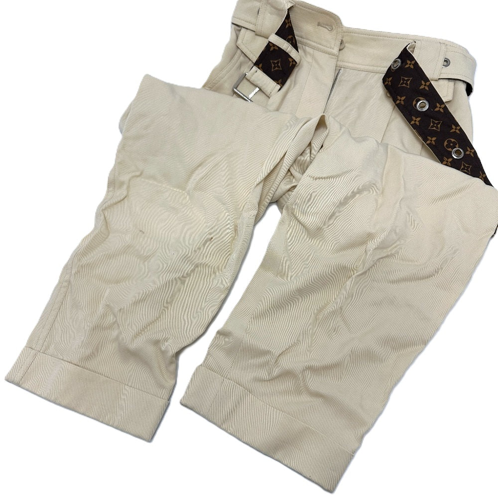 LOUIS VUITTON FKPX67 キュロット ベルト付き モノグラム チノパンツ コットン レディース ベージュ