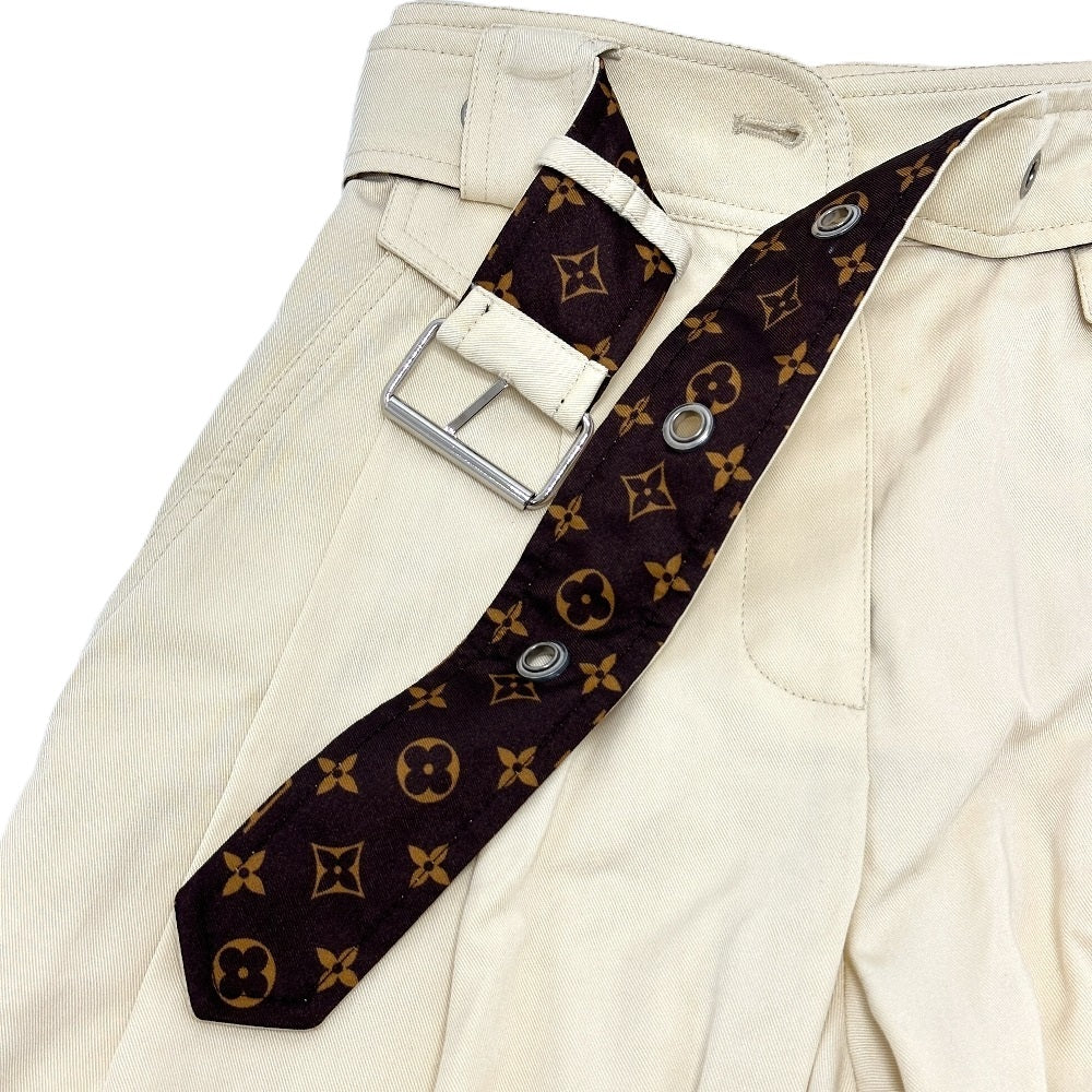 LOUIS VUITTON FKPX67 キュロット ベルト付き モノグラム チノパンツ コットン レディース ベージュ