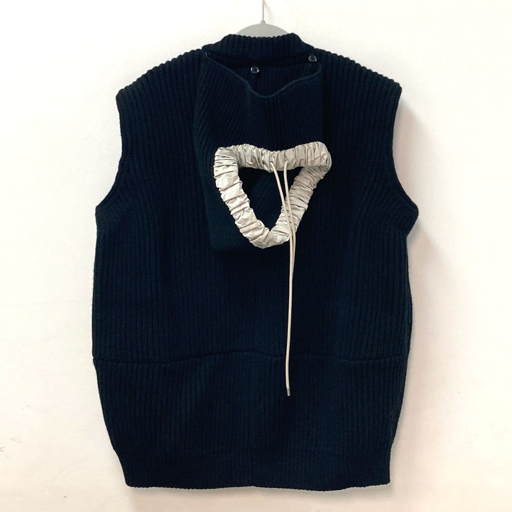 LOUIS VUITTON FLKW83 Hooded Sleeveless Knit Wool Women's Black