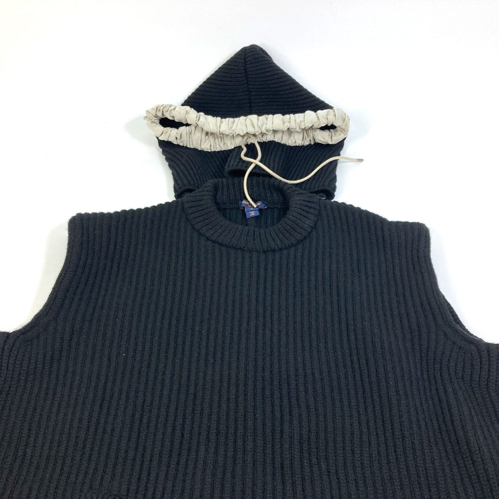 LOUIS VUITTON FLKW83 Hooded Sleeveless Knit Wool Women's Black