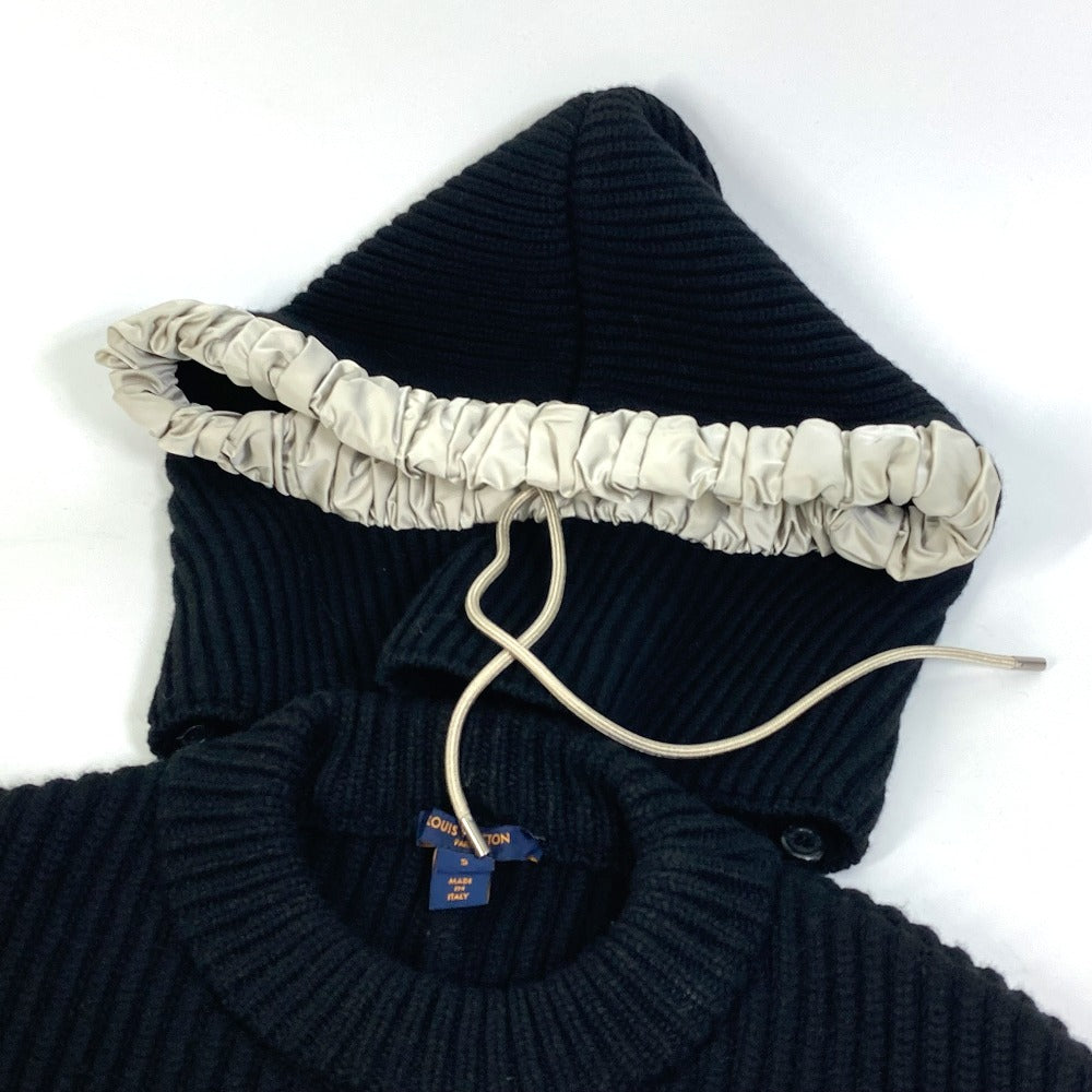 LOUIS VUITTON FLKW83 Hooded Sleeveless Knit Wool Women's Black