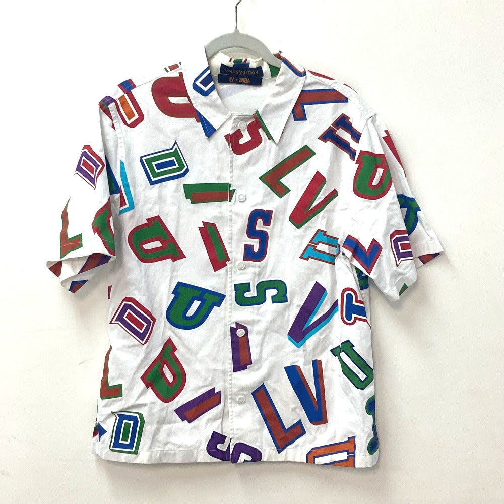LOUIS VUITTON NBAコラボ NBAバスケットボールレターオーバーシャツ アパレル トップス 半袖 RM212 半袖シャツ コットン メンズ ホワイト