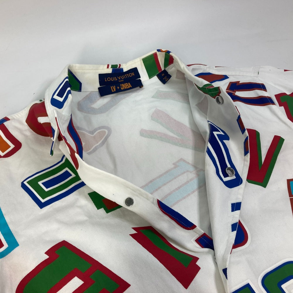 LOUIS VUITTON NBAコラボ NBAバスケットボールレターオーバーシャツ アパレル トップス 半袖 RM212 半袖シャツ コットン メンズ ホワイト