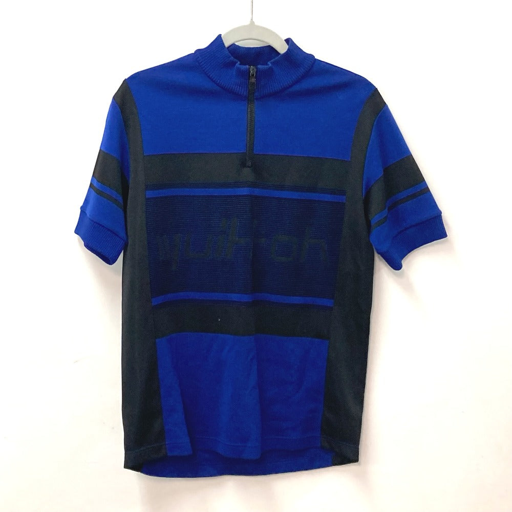 LOUIS VUITTON Virgil Abloh mesh logo zip-up top, short-sleeved cotton shirt, blue, for men
