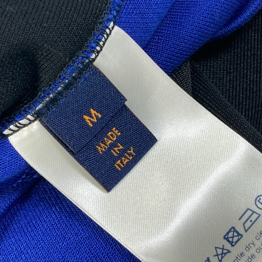 LOUIS VUITTON Virgil Abloh mesh logo zip-up top, short-sleeved cotton shirt, blue, for men