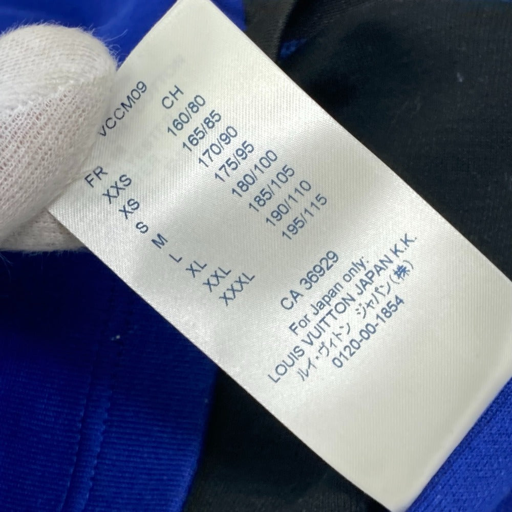LOUIS VUITTON Virgil Abloh mesh logo zip-up top, short-sleeved cotton shirt, blue, for men