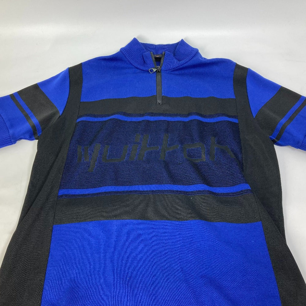 LOUIS VUITTON Virgil Abloh mesh logo zip-up top, short-sleeved cotton shirt, blue, for men