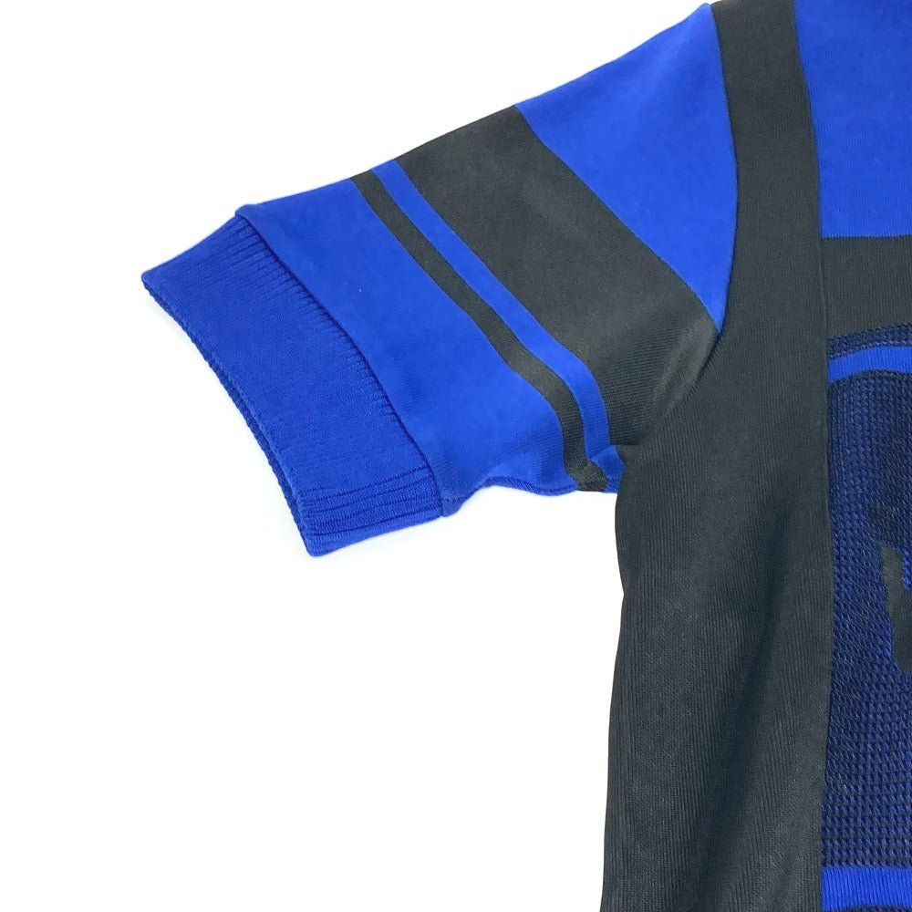 LOUIS VUITTON Virgil Abloh mesh logo zip-up top, short-sleeved cotton shirt, blue, for men