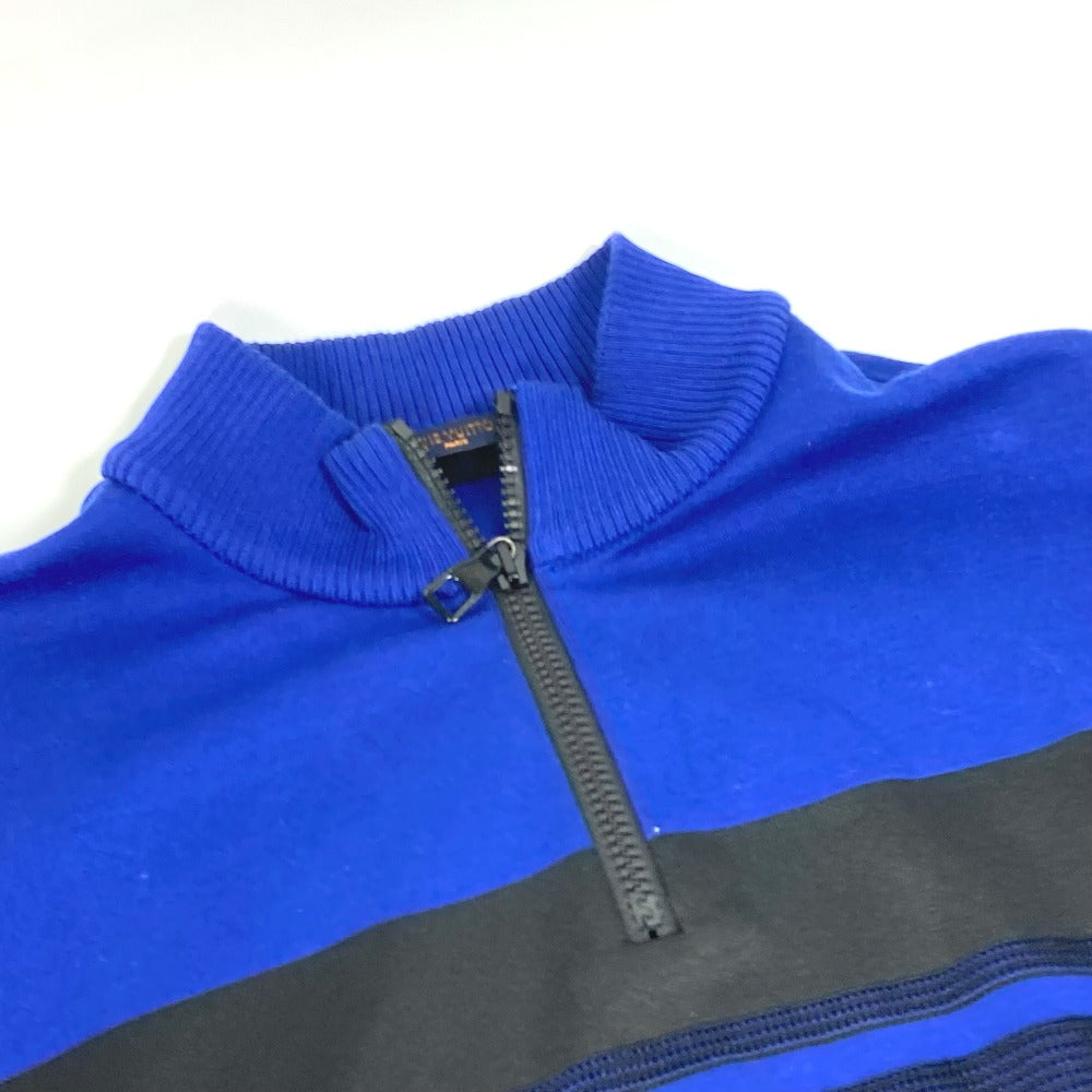LOUIS VUITTON Virgil Abloh mesh logo zip-up top, short-sleeved cotton shirt, blue, for men