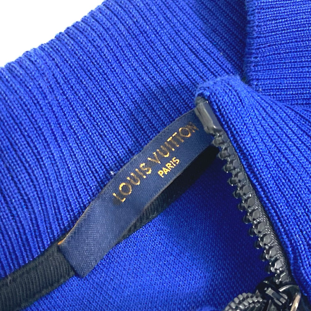 LOUIS VUITTON Virgil Abloh mesh logo zip-up top, short-sleeved cotton shirt, blue, for men