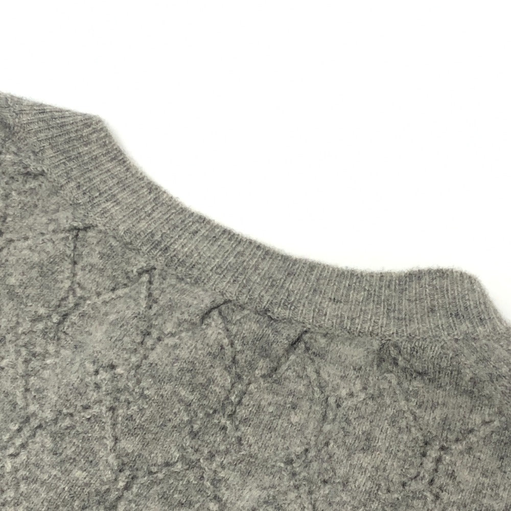 LOUIS VUITTON Apparel Long-Sleeve V-Neck Flare Knit Dress Cashmere Women's Gray