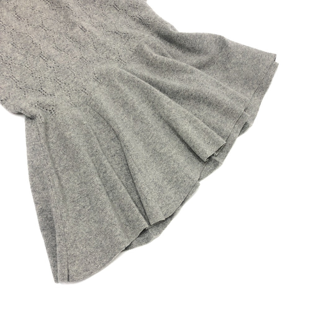 LOUIS VUITTON Apparel Long-Sleeve V-Neck Flare Knit Dress Cashmere Women's Gray