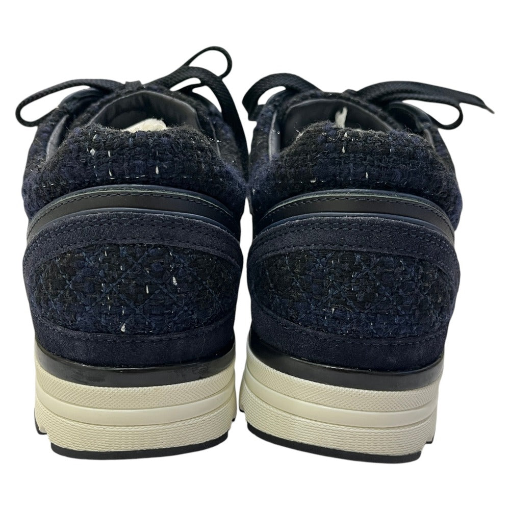 CHANEL G39066 CC Mark Tweed Shoes Low-cut sneakers tweed / suede blue Used