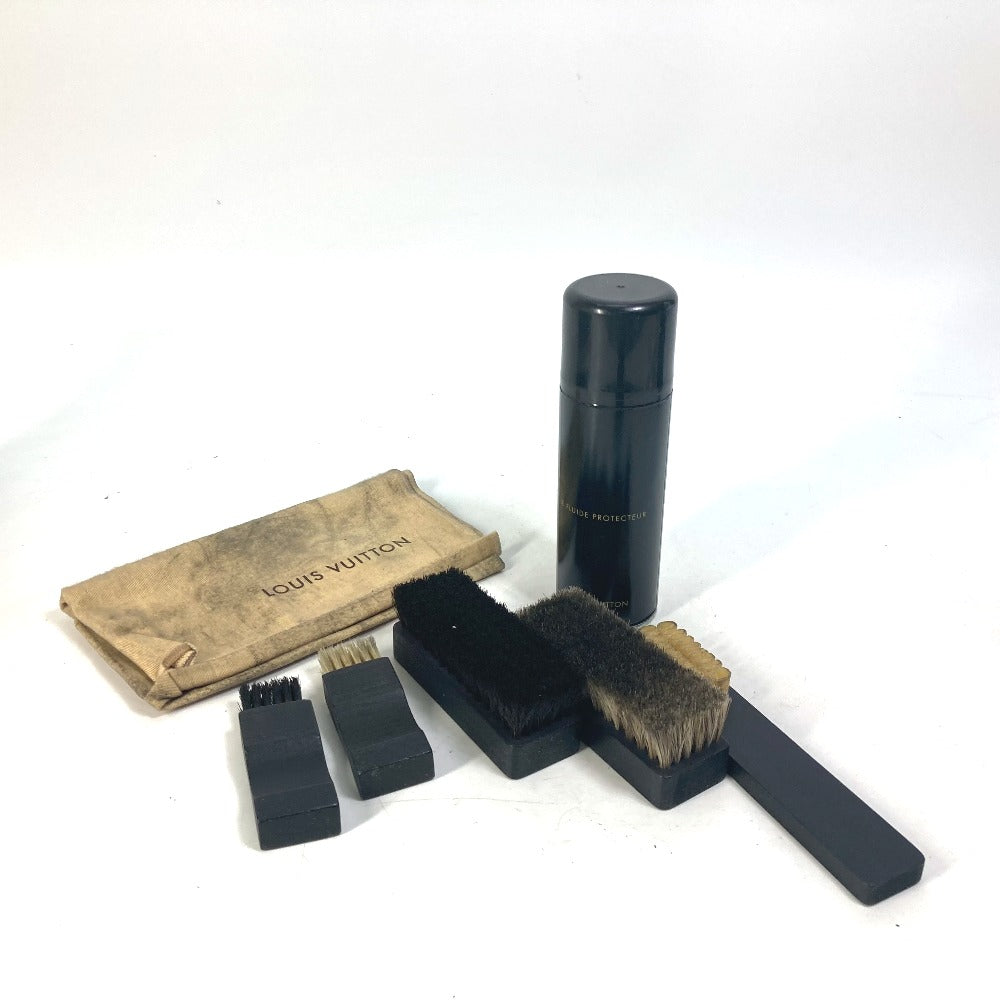 LOUIS VUITTON M47925 6点セット モノグラム シューズ メンテナンスセット ブラシ×5 スプレー×1 靴用品 ポーチ モノグラムキャンバス メンズ ブラウン