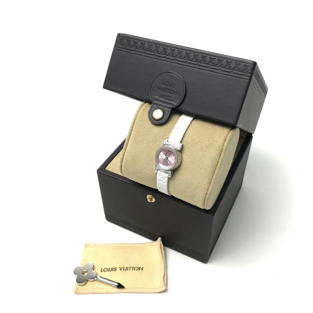 LOUIS VUITTON Q151P ラグダイヤ タンブール ビジュ クォーツ 腕時計 SS レディース ピンク系