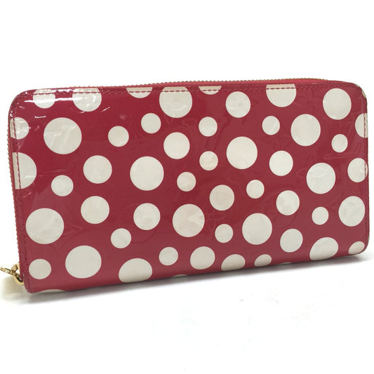 LOUIS VUITTON M91572 Vernis Dot Infinity Zippy Wallet, Patent Leather, Women's, Red Rouge