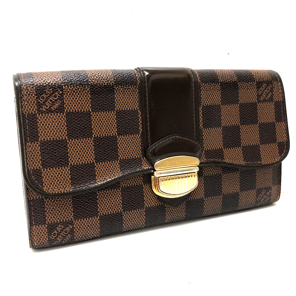 LOUIS VUITTON N61747 ダミエ ポルトフォイユ・システィナ 長財布 ウォレット フラップ 長財布 ダミエキャンバス ユニセックス エベヌ ブラウン