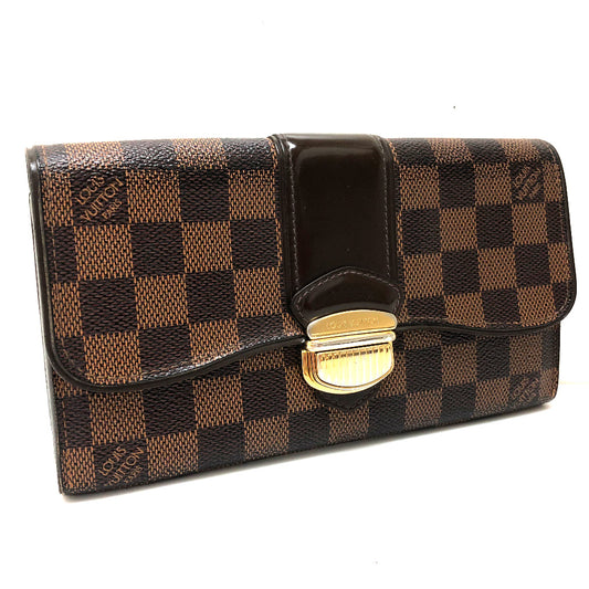 LOUIS VUITTON N61747 Damier Sistine Portefeuille Long Wallet, Flap Wallet, Unisex, Damier Canvas, Ebene Brown