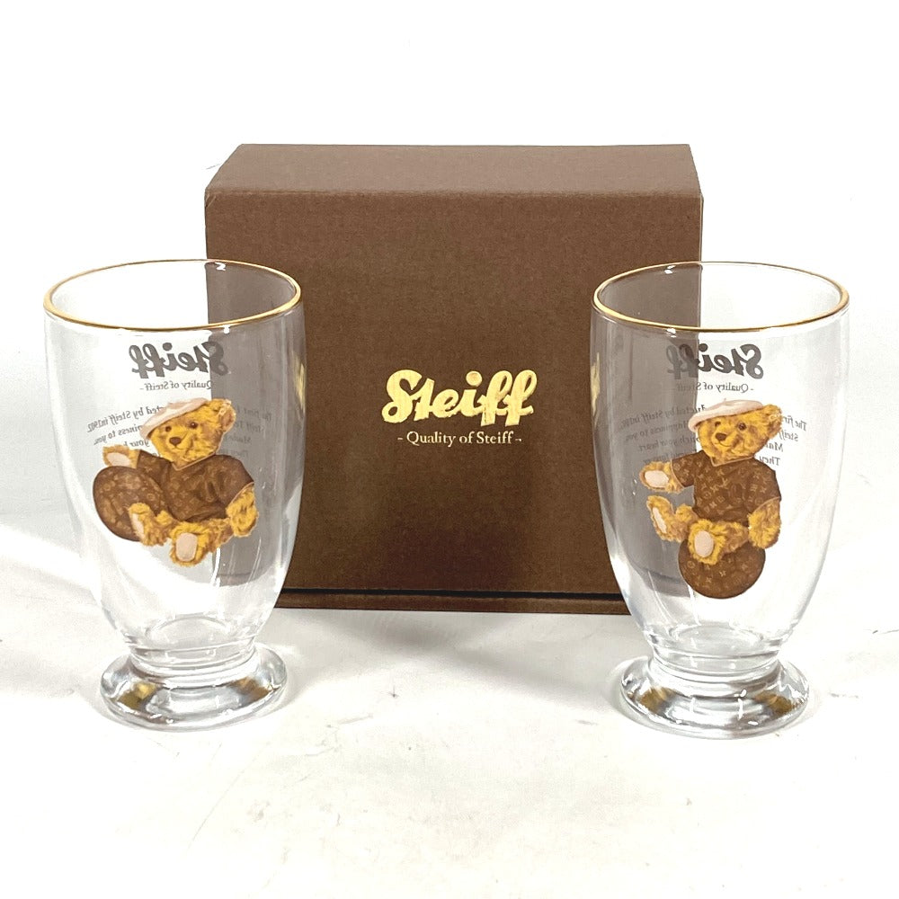 LOUIS VUITTON テディベア モチーフ シュタイフ Steiff モノグラム ペア 2客 セット 食器 コップ グラス ガラス レディース クリア