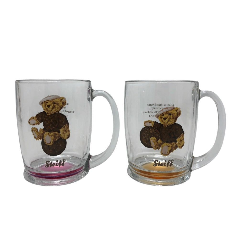 LOUIS VUITTON Teddy Bear Motif Bear Steiff x Monogram Collaboration Cups (Set of 2) Set of 2 glasses glass Glass clear Used