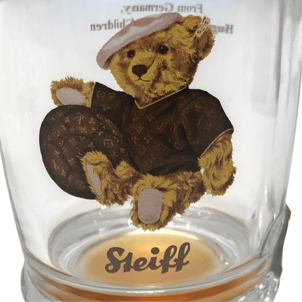 LOUIS VUITTON Teddy Bear Motif Bear Steiff x Monogram Collaboration Cups (Set of 2) Set of 2 glasses glass Glass clear Used