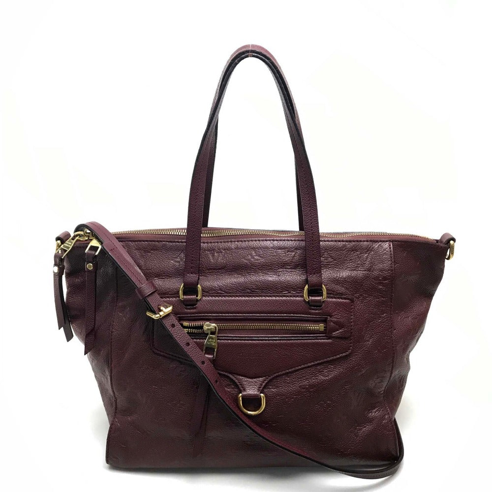 LOUIS VUITTON M93413 Monogram Empreinte Lumineuse PM 2-Way Tote/Shoulder Bag in Monogram Empreinte Leather, Women's, Frum Brown