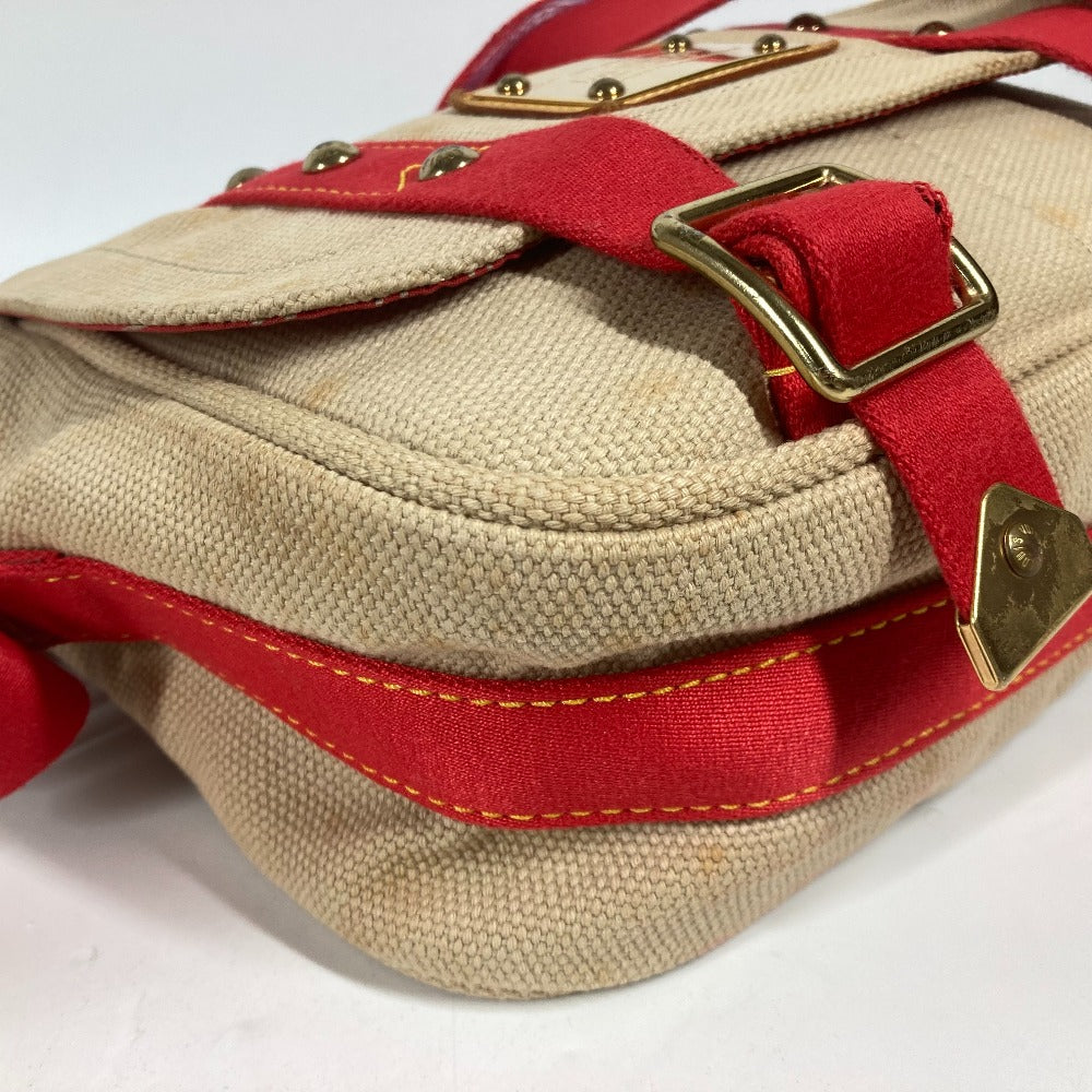 LOUIS VUITTON M40041 アンティグア ブサスPM 斜め掛け カバン フラップ ショルダーバッグ キャンバス レディース ベージュ