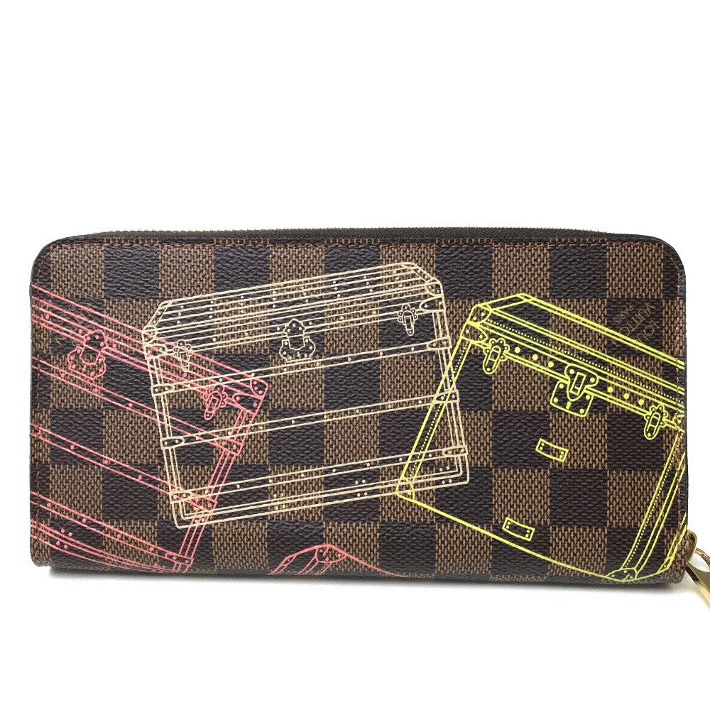 LOUIS VUITTON N63026 Damier Trunk Zippy Wallet, Women's, Damier Canvas, Ebene Brown