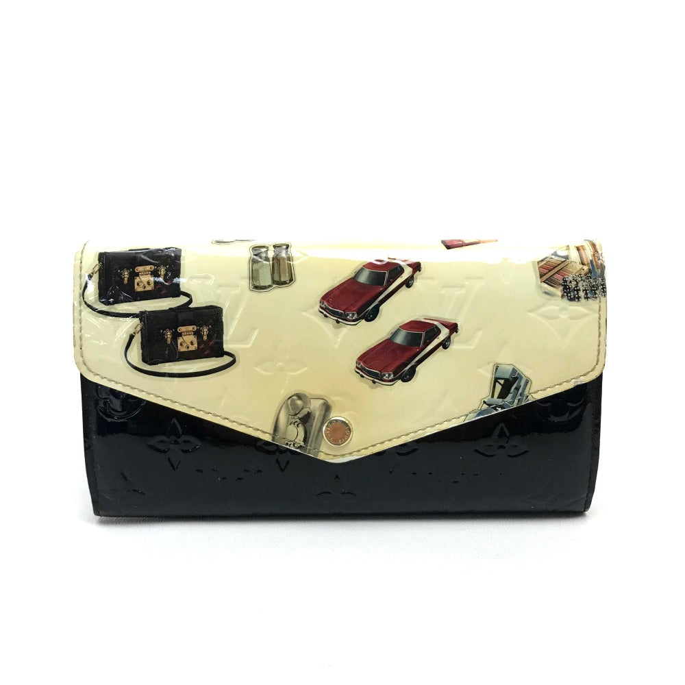 LOUIS VUITTON M50371 Monogram Vernis Portefeuille Sarah Bifold Long Wallet in Patent Leather, Women's, White