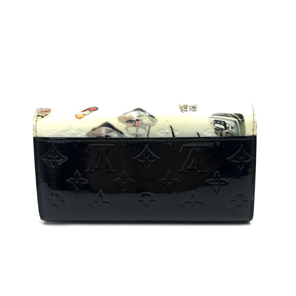 LOUIS VUITTON M50371 Monogram Vernis Portefeuille Sarah Bifold Long Wallet in Patent Leather, Women's, White